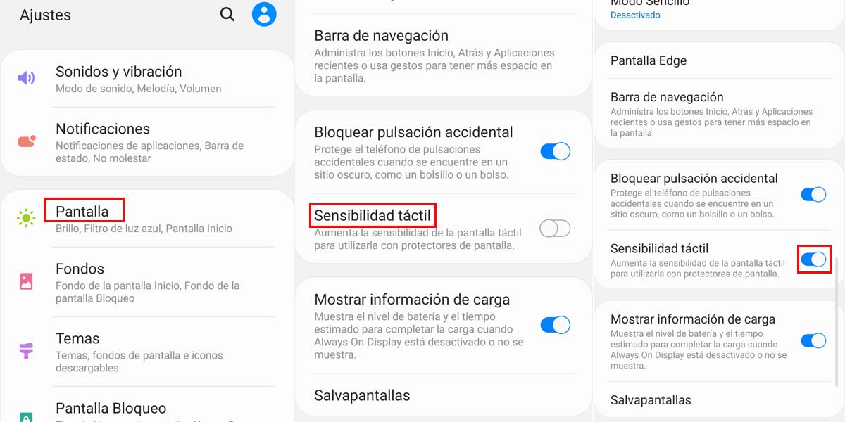 Activar sensibilidad táctil en el Samsung Galaxy S20