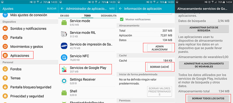 Servicios de Google Play se ha detenido Solución