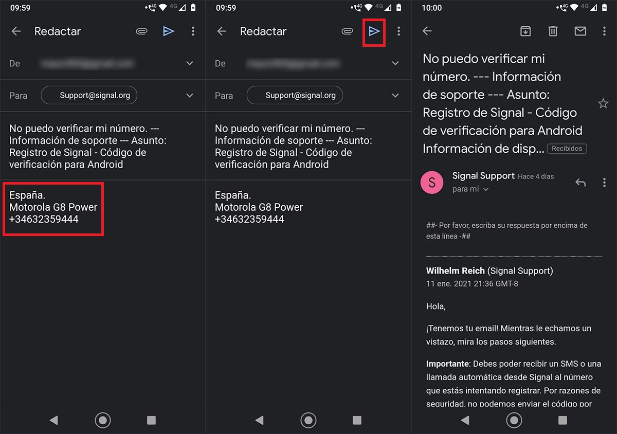 Signal verificacion SMS solucion