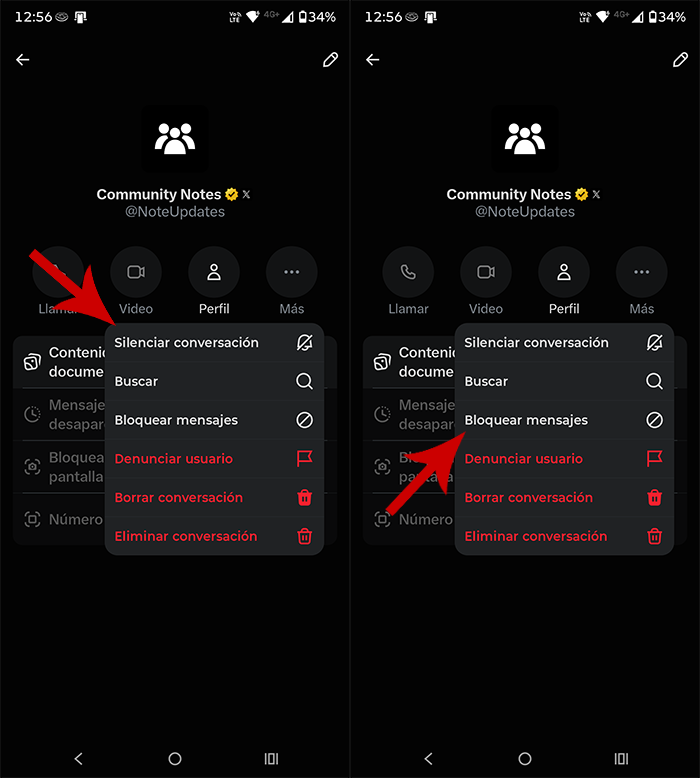 Silenciar o bloquear mensajes de Notas de la comunidad X