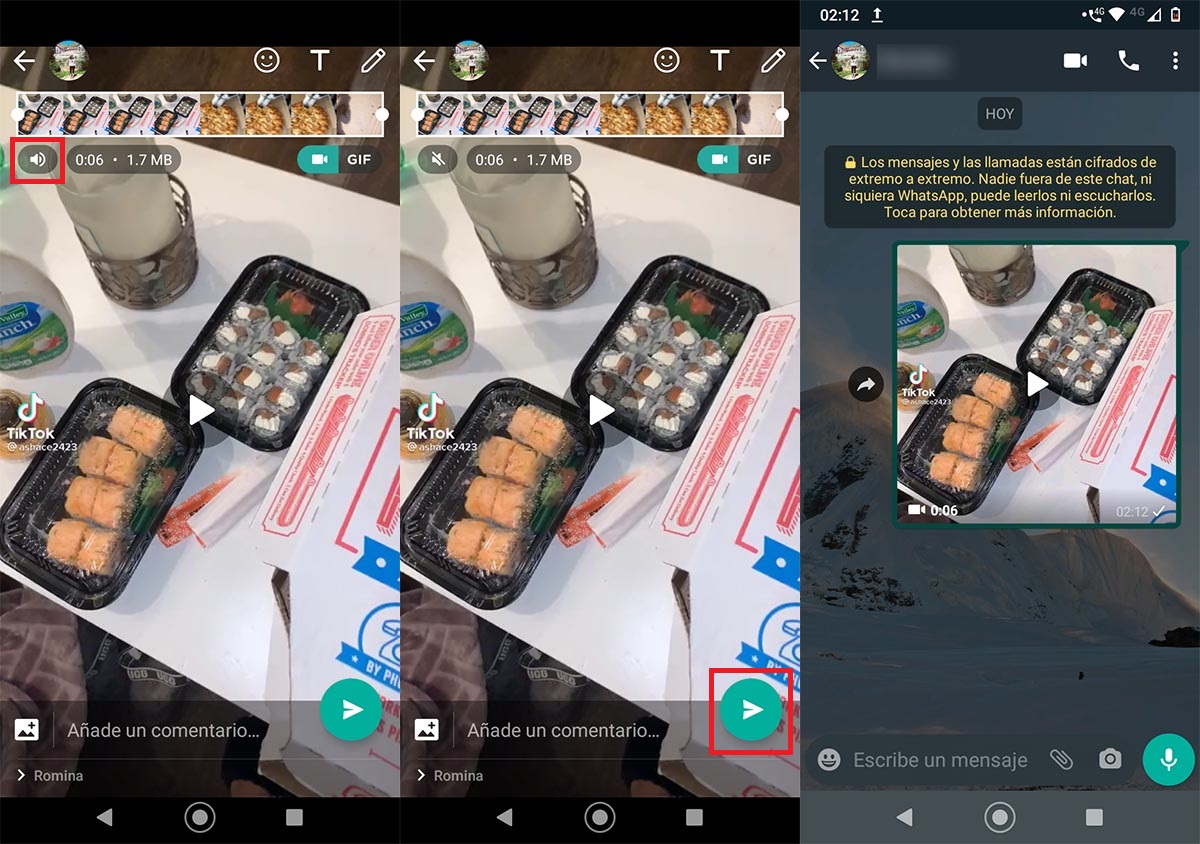 Silenciar vídeo de WhatsApp antes de enviarlo