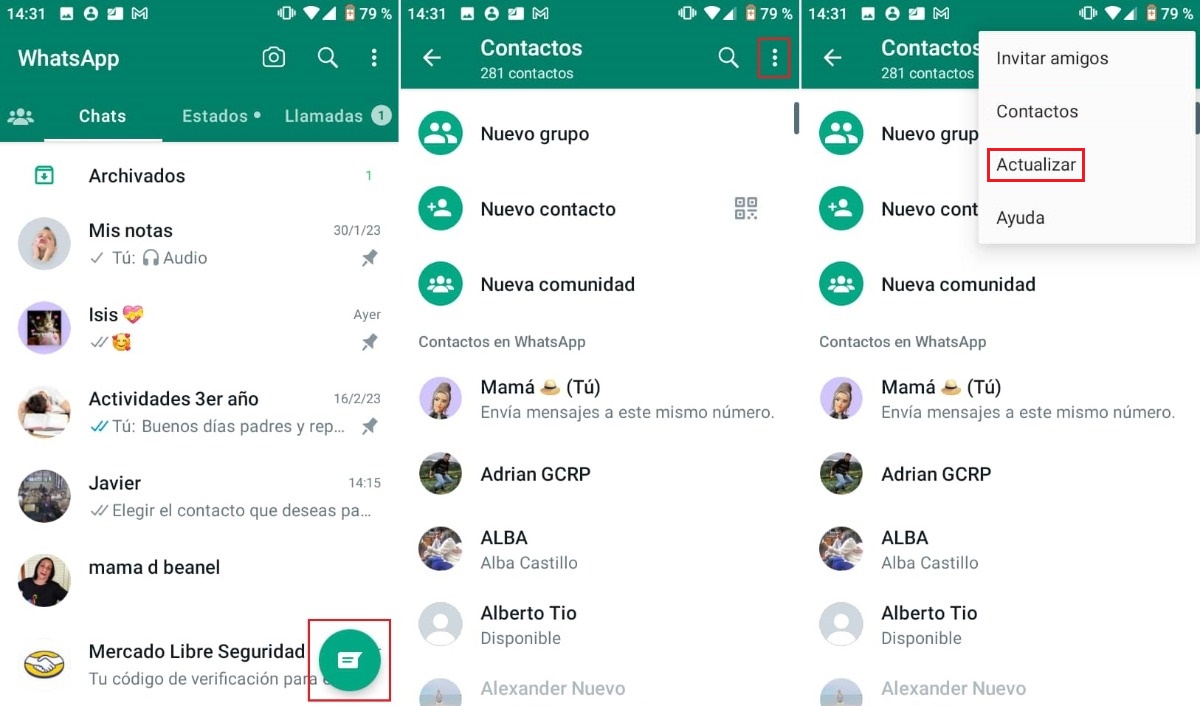 Sincronizar la lista de contactos de WhatsApp