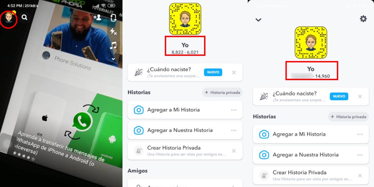 Snap score de Snapchat