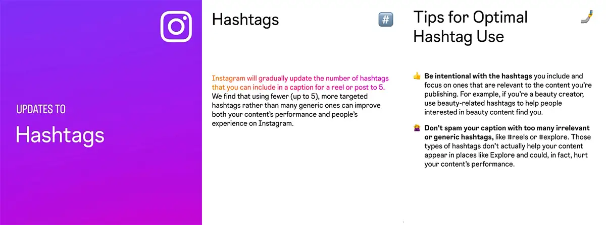 Solo puedes usar 5 hashtags por post en Instagram