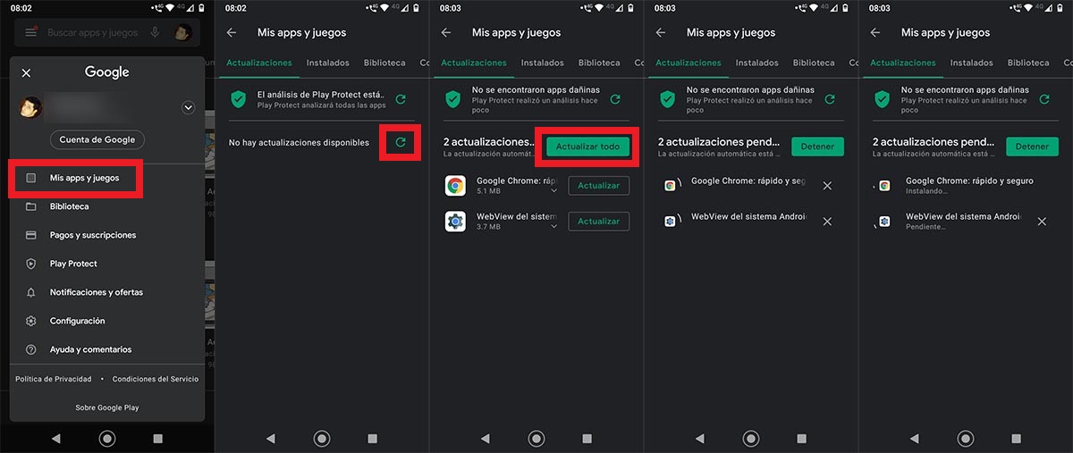 Solucionar problema actualizacion Chrome WebView Play Store