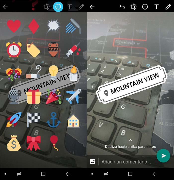 Sticker GPS en WhatsApp