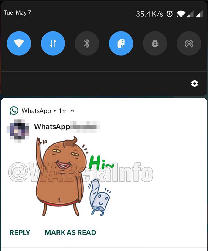 Stickers notificaciones de WhatsApp