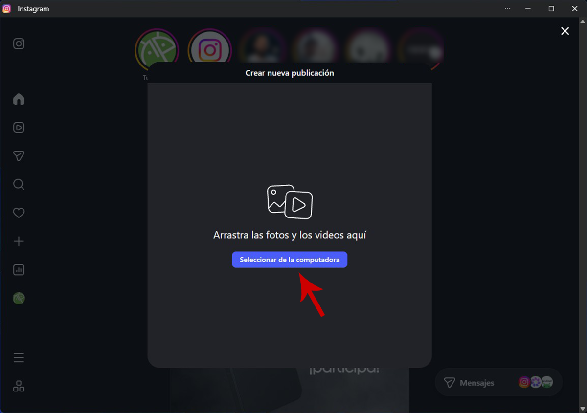 Subir contenido a Instagram desde PC