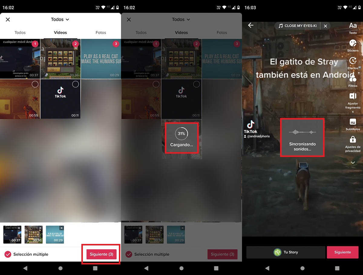 Subir varios videos a un mismo TikTok