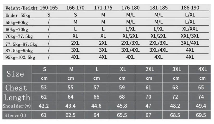 Tallas chaqueta calefacción