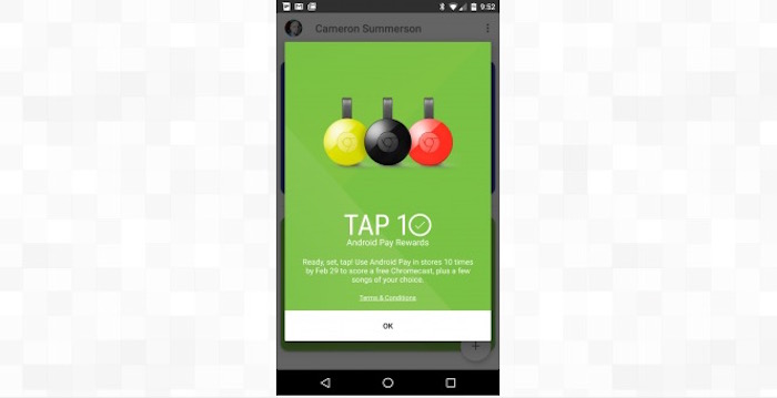 Tap 10 de Android Pay Rewards