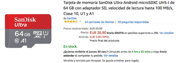 Tarjeta de memoria SanDisk Ultra Android microSDXC