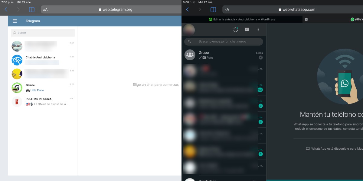 Telegram Web vs WhatsApp Web