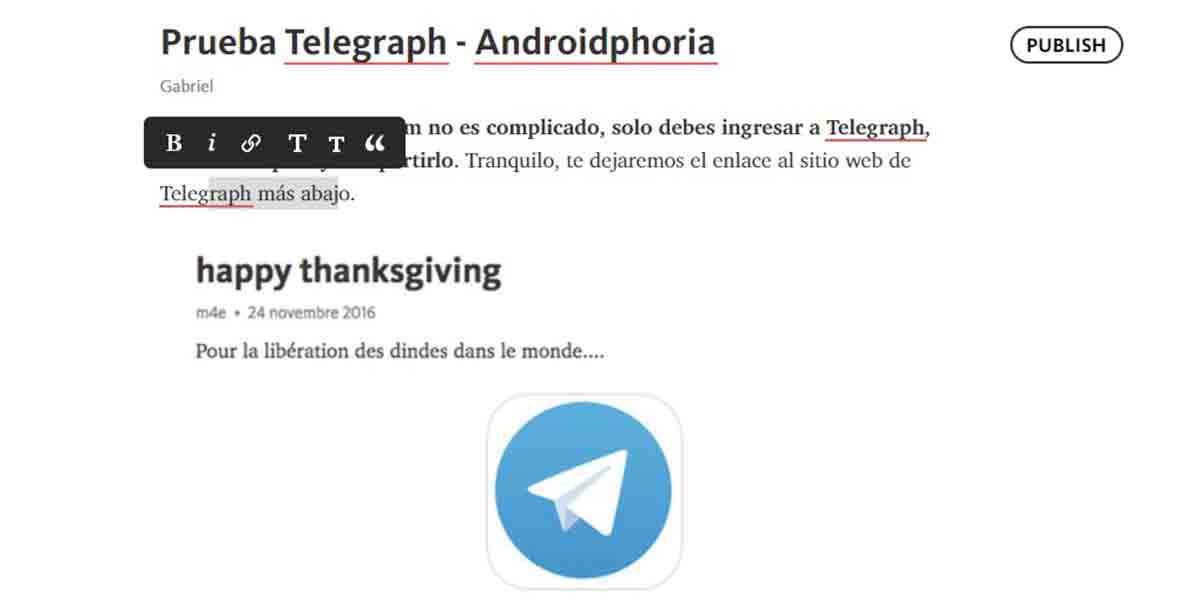 Telegraph convierte Telegram en blog