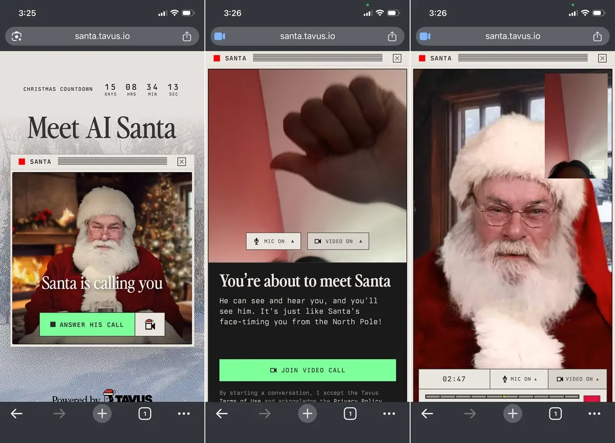 Ten una videollamada con el Santa de Tavus AI