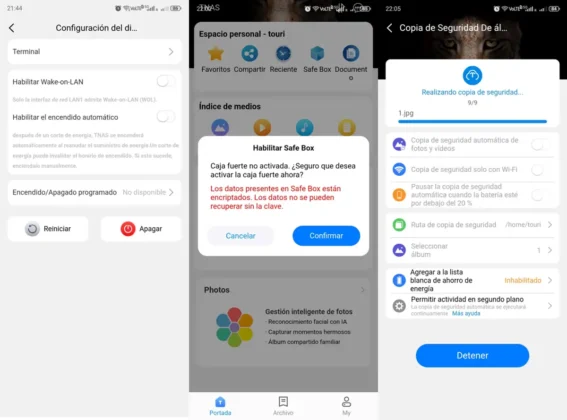 TerraMaster F2-425 caja fuerte wake on lan y copia de seguridad en app