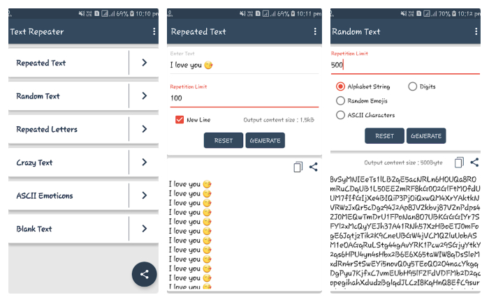 Text Repeater Android Captura