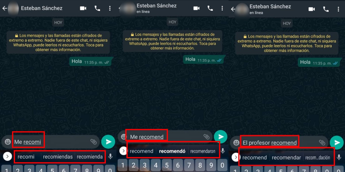 Texto predictivo en WhatsApp