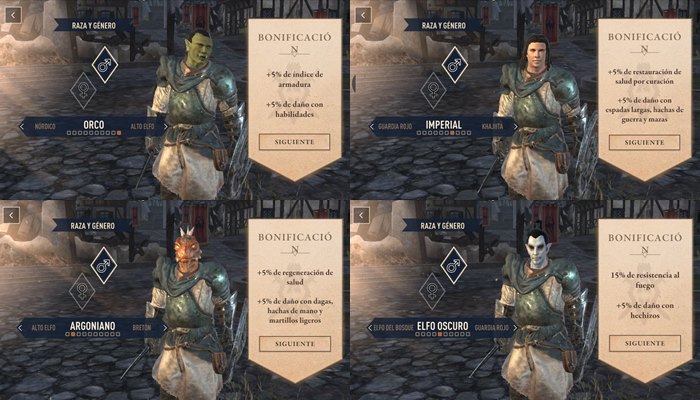 The Elder Scrolls Blades bonificaciones de razas