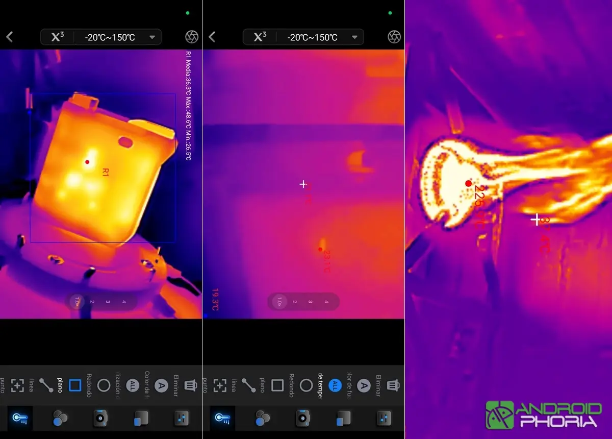 Thermal Master P3 asi es la interfaz y opciones de la app Thermal Master