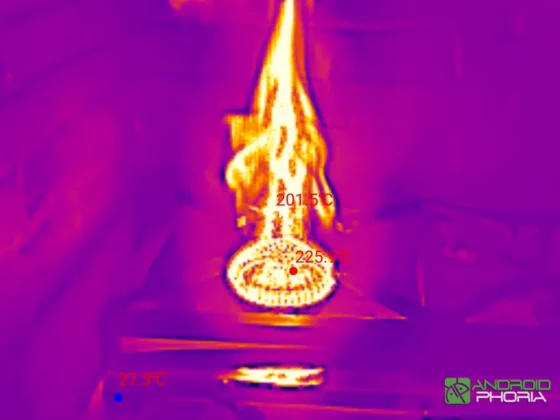 Thermal Master P3 con el escalado de resoluci&oacute;n X la nitidez aumenta dr&aacute;sticamente, lo que permite distinguir claramente las salida individuales de la corona de un quemador de gas encendido