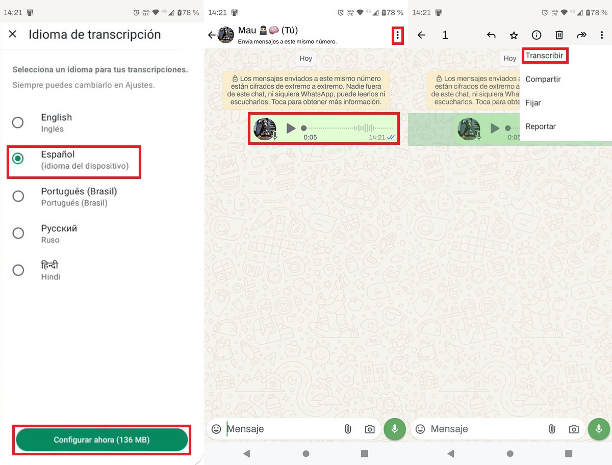 Transcribir audios de WhatsApp