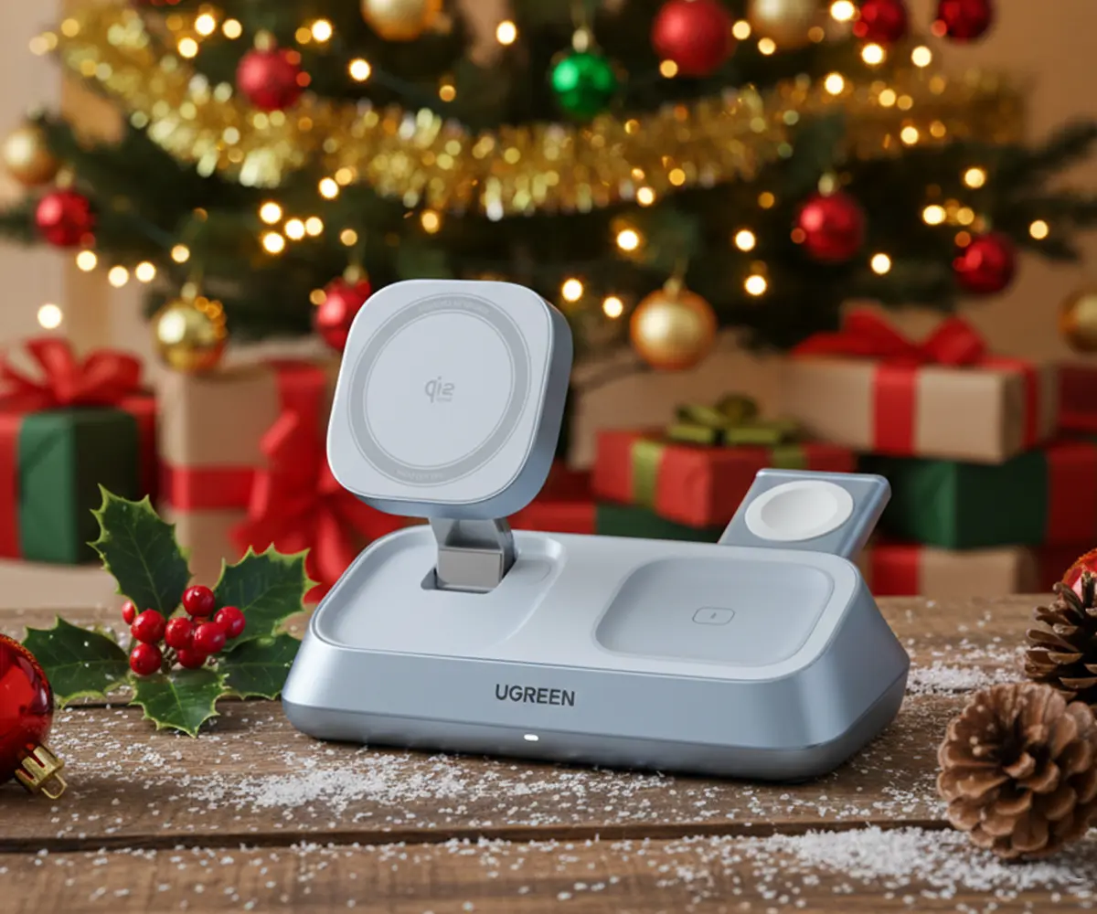 UGREEN MagFlow 3-in-1 Cargador Magnetico Inalambrico de Escritorio 25W de Navidad