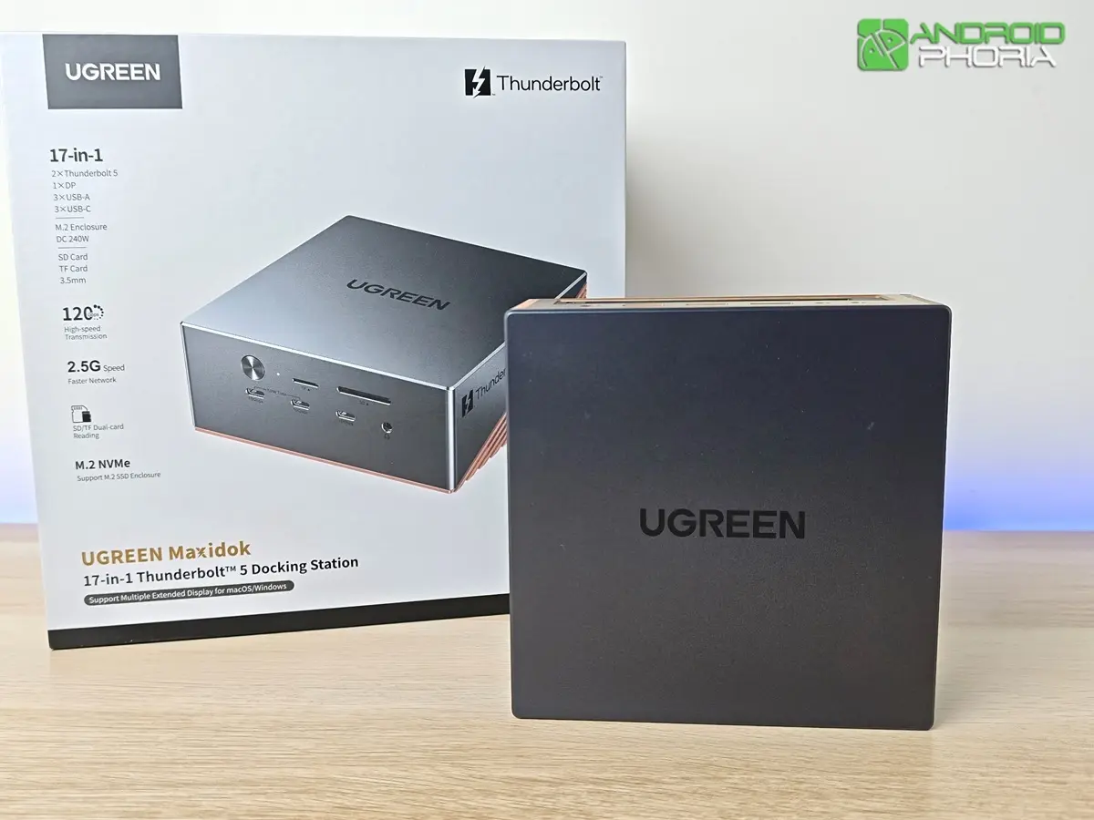 UGREEN Maxidok 17-en-1 estacion de acoplamiento con puertos Thunderbolt 5 Ethernet de 2.5 Gb y SSD M.2 (1)