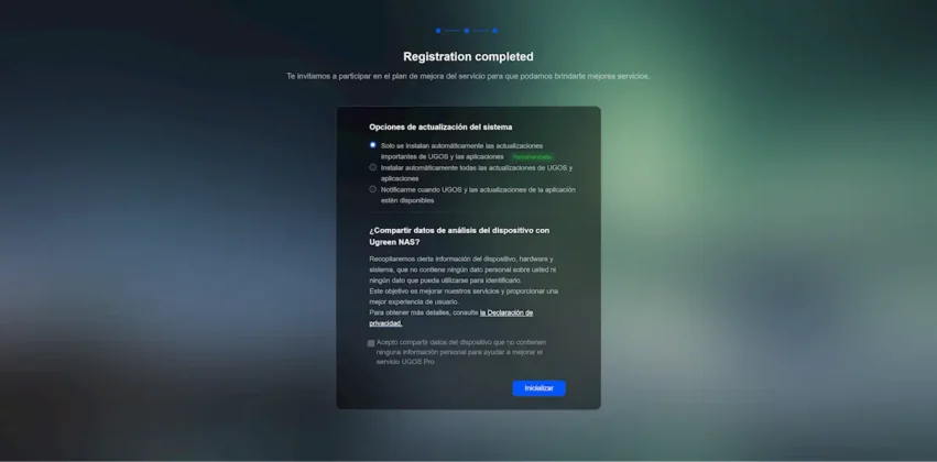 UGREEN NASync DXP2800 registro de cuenta