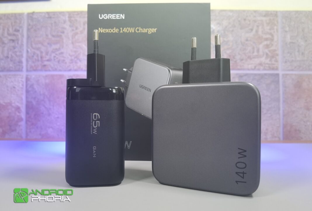 UGREEN Nexode 140W comparado con cargador de 65 W