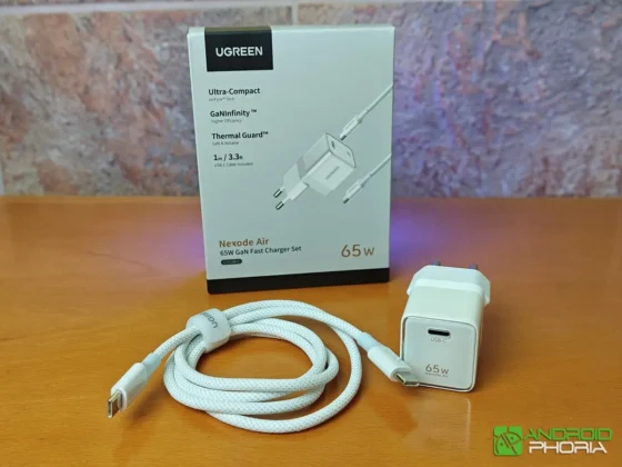 UGREEN Nexode Air 65W Charger incluye un cable trenzado USB-C a USB-C de un metro del mismo color del cargador