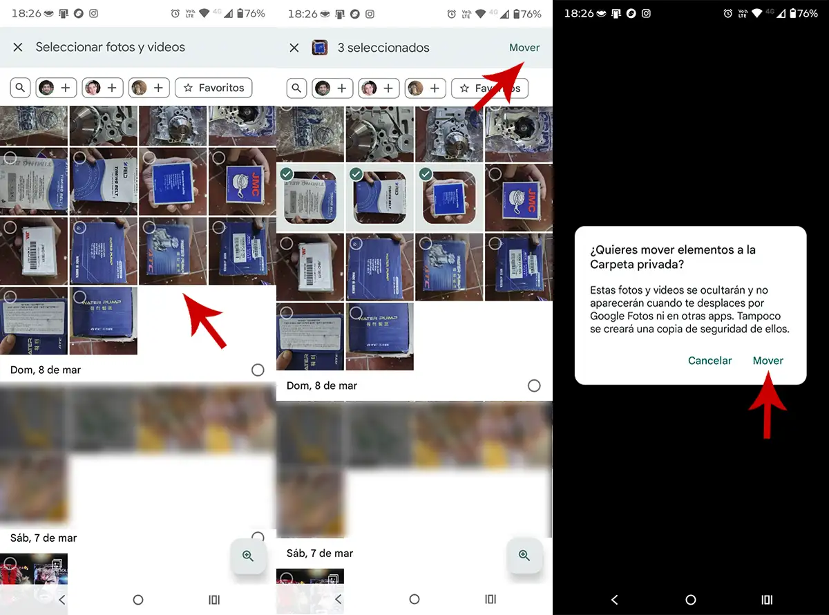 Usar Carpeta privada Google Fotos