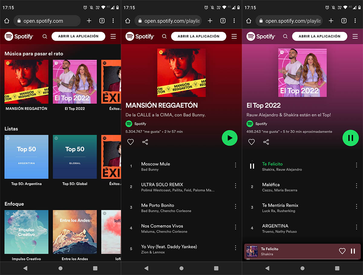 Usar Spotify en Android sin descargar la app