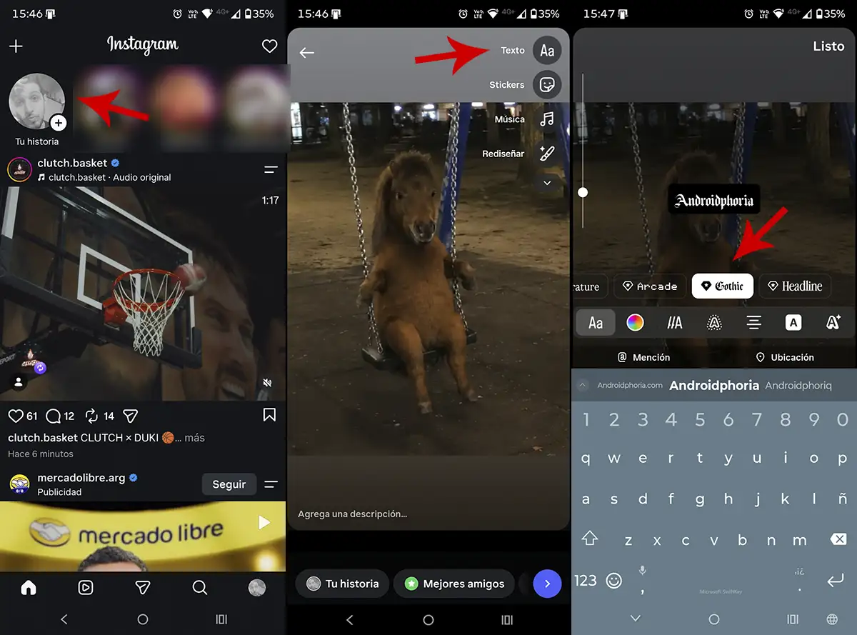 Usar fuentes personalizadas para historias Instagram