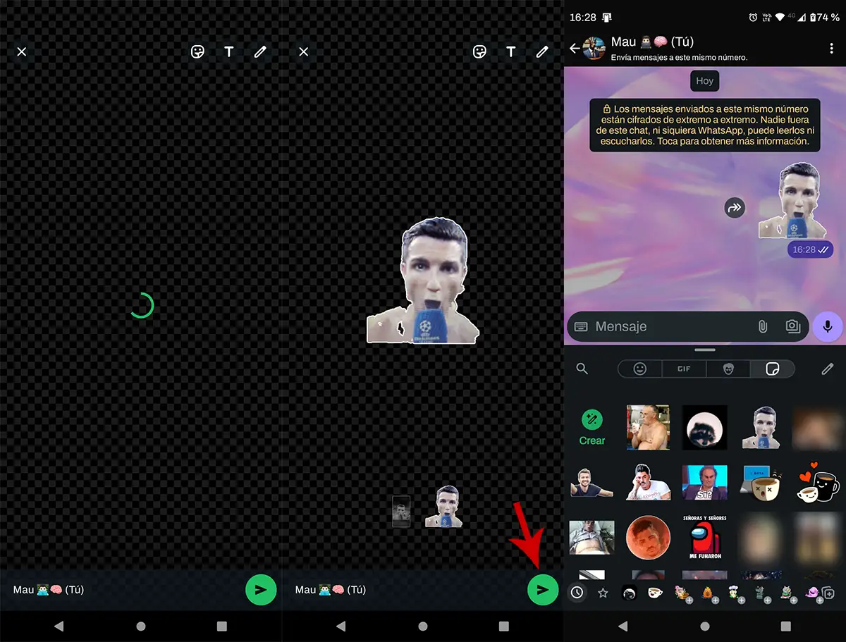 Usar la camara del movil para hacer stickers en WhatsApp