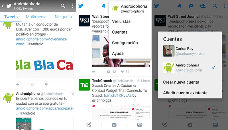 Usar varias cuentas en Twitter Android