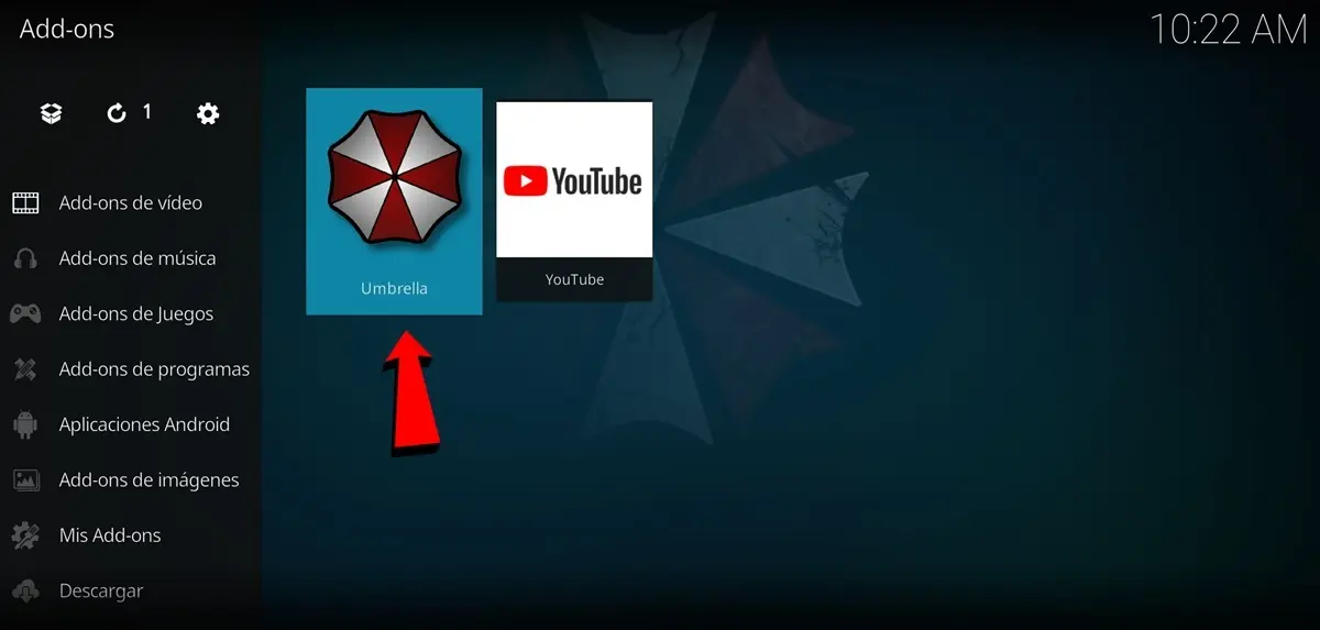 Ve a addons de video y alli estara Umbrella