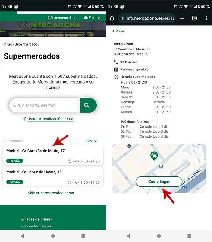 Ver Mercadona cercanos a mi ubicación