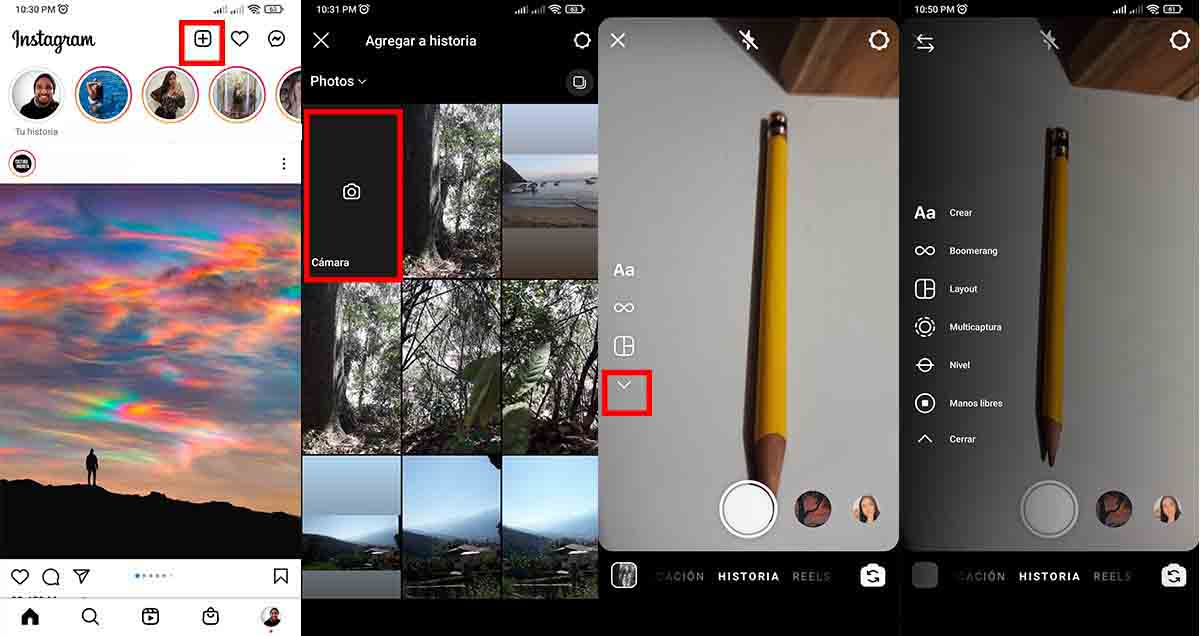 Ver ajustes cámara Instagram