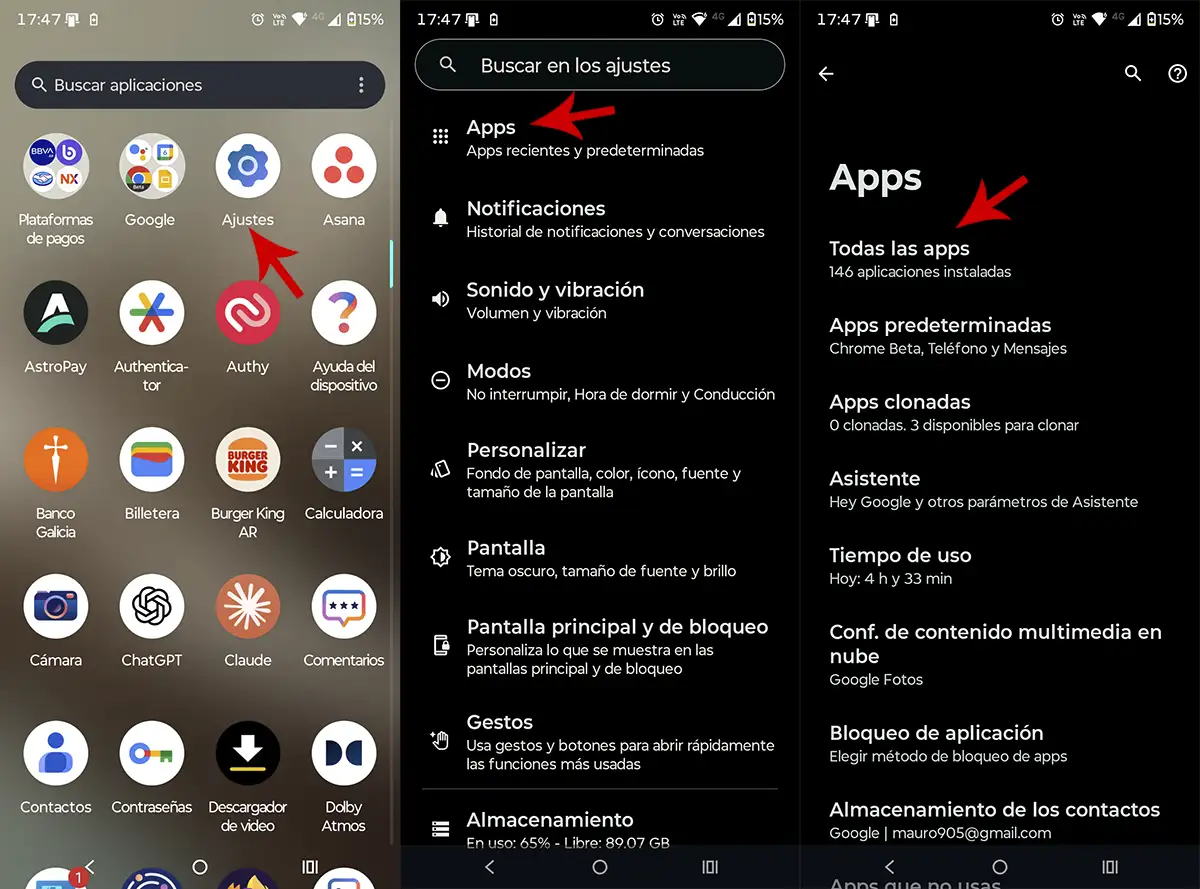 Ver apps de Android en el movil