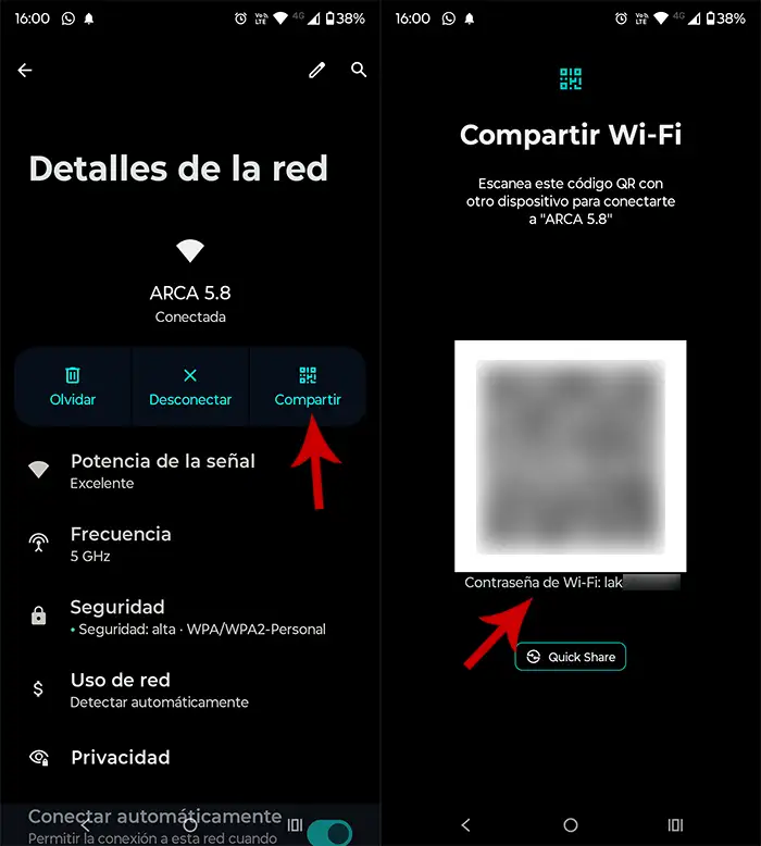 Ver contraseña del WiFi mediante código QR