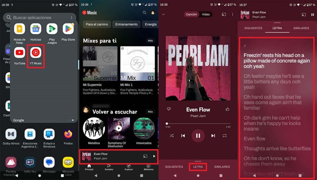 Cómo ver las letras de las canciones en YouTube Music (Android e iOS)