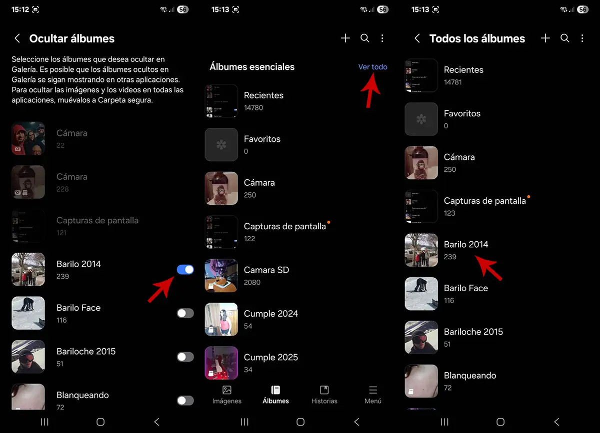 Ver los álbumes ocultos en Samsung
