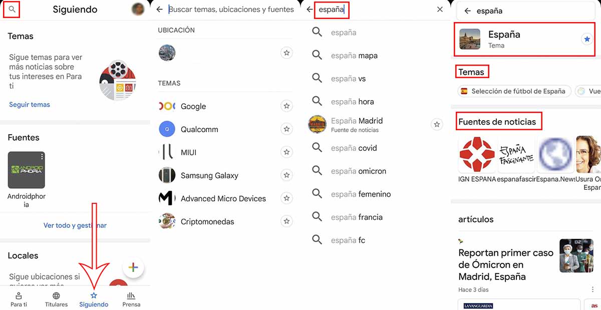 Ver noticias España Google News luego de cambiar región Xiaomi
