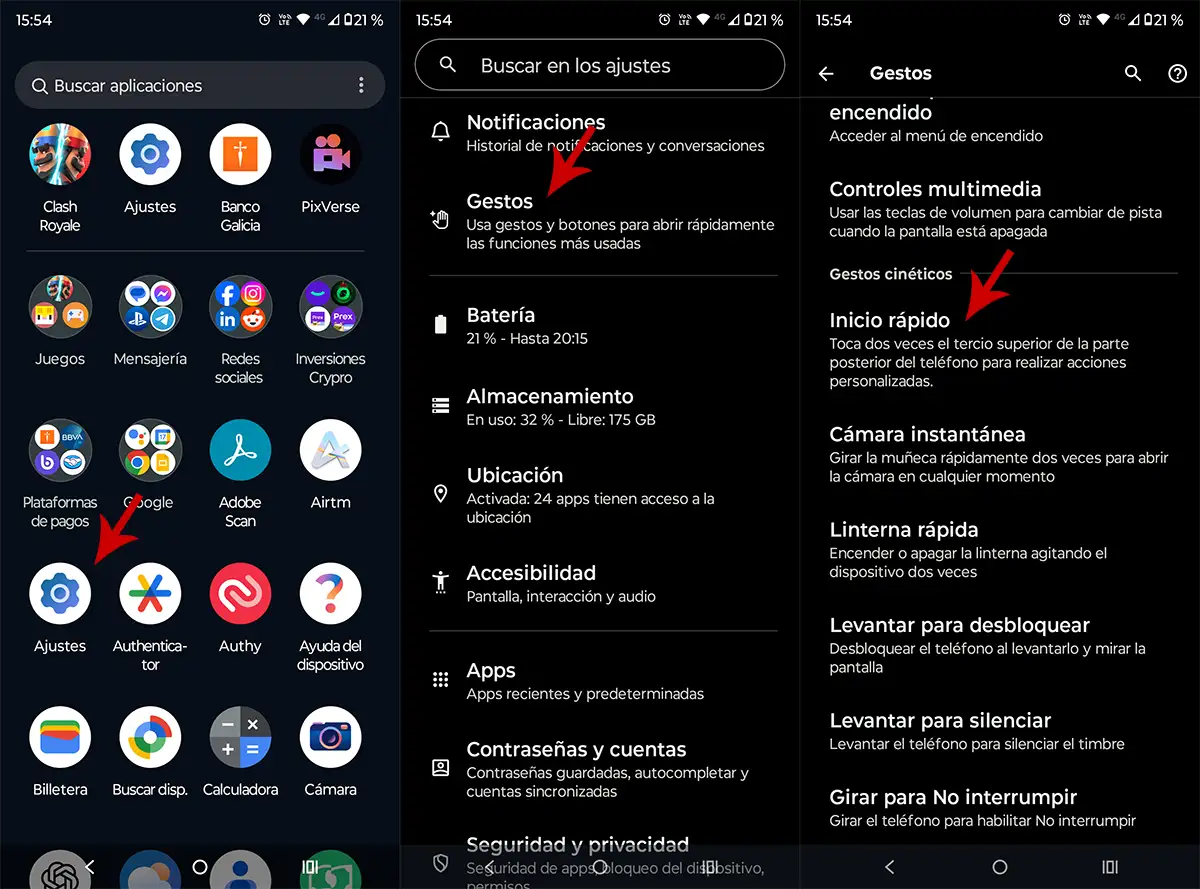 Ver Opciones De Gestos En Android