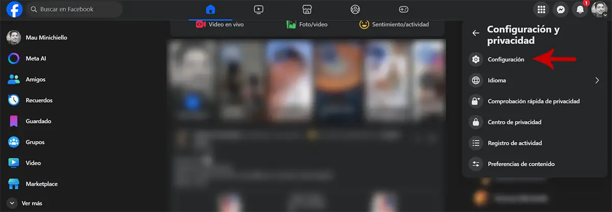 Ver opciones de privacidad en Facebook
