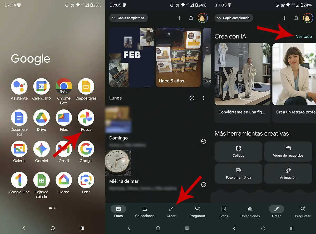 Ver plantillas IA Google Fotos