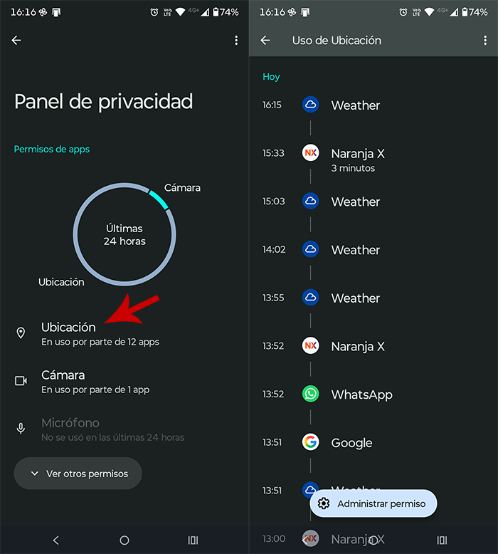 Ver que apps usaron tu ubicación en Android