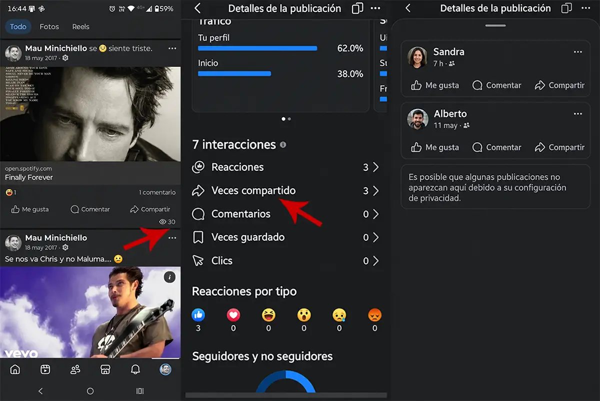 Ver quien compartio publicación Facebook