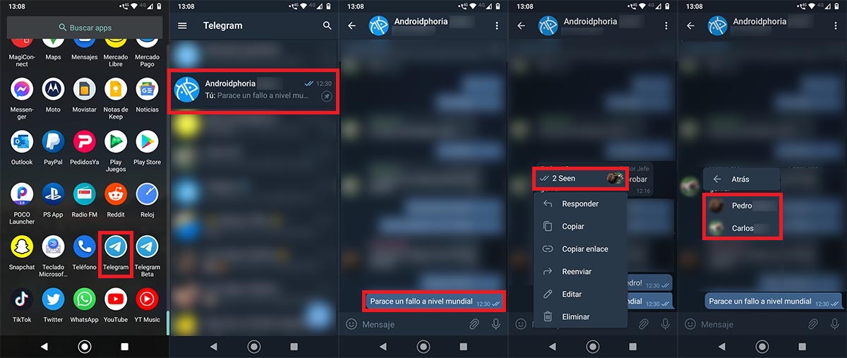 Ver quien ha leido tus mensajes en un grupo de Telegram